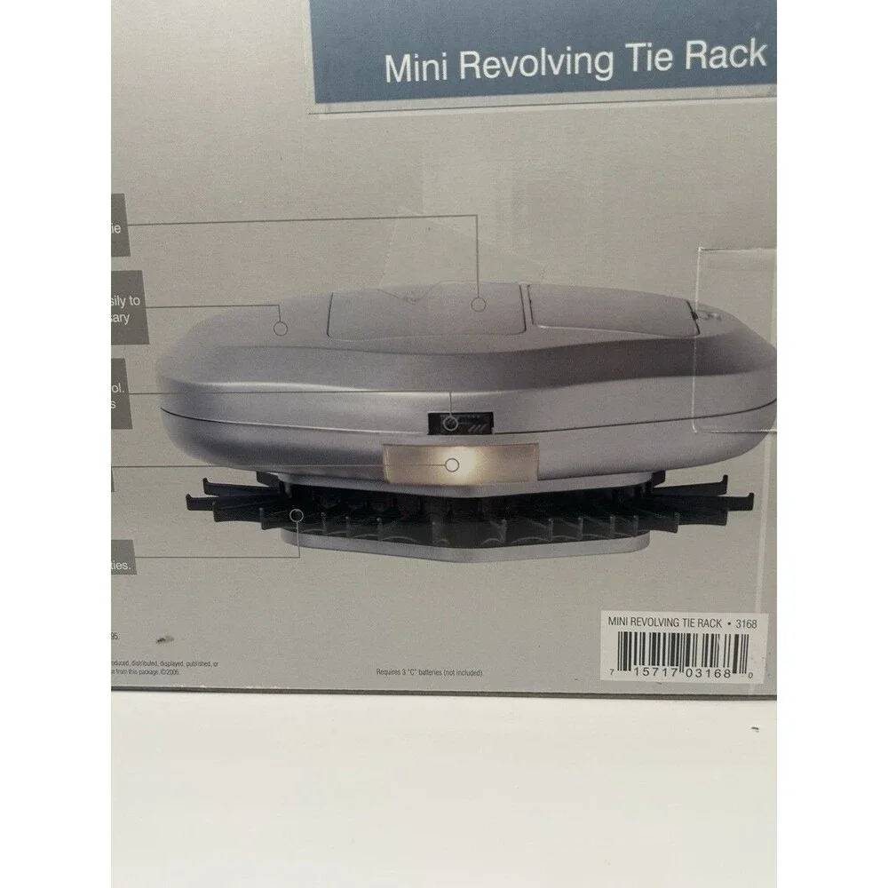 Mini Revolving Tie Rack 30 Ties Battery Power  w/ Built-in Light Isotoner/totes
